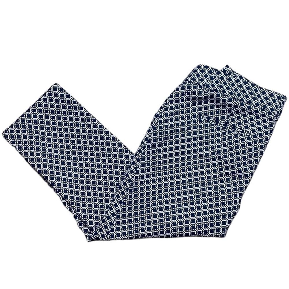 Dalia Navy White Pattern Cropped Dress Pants 6